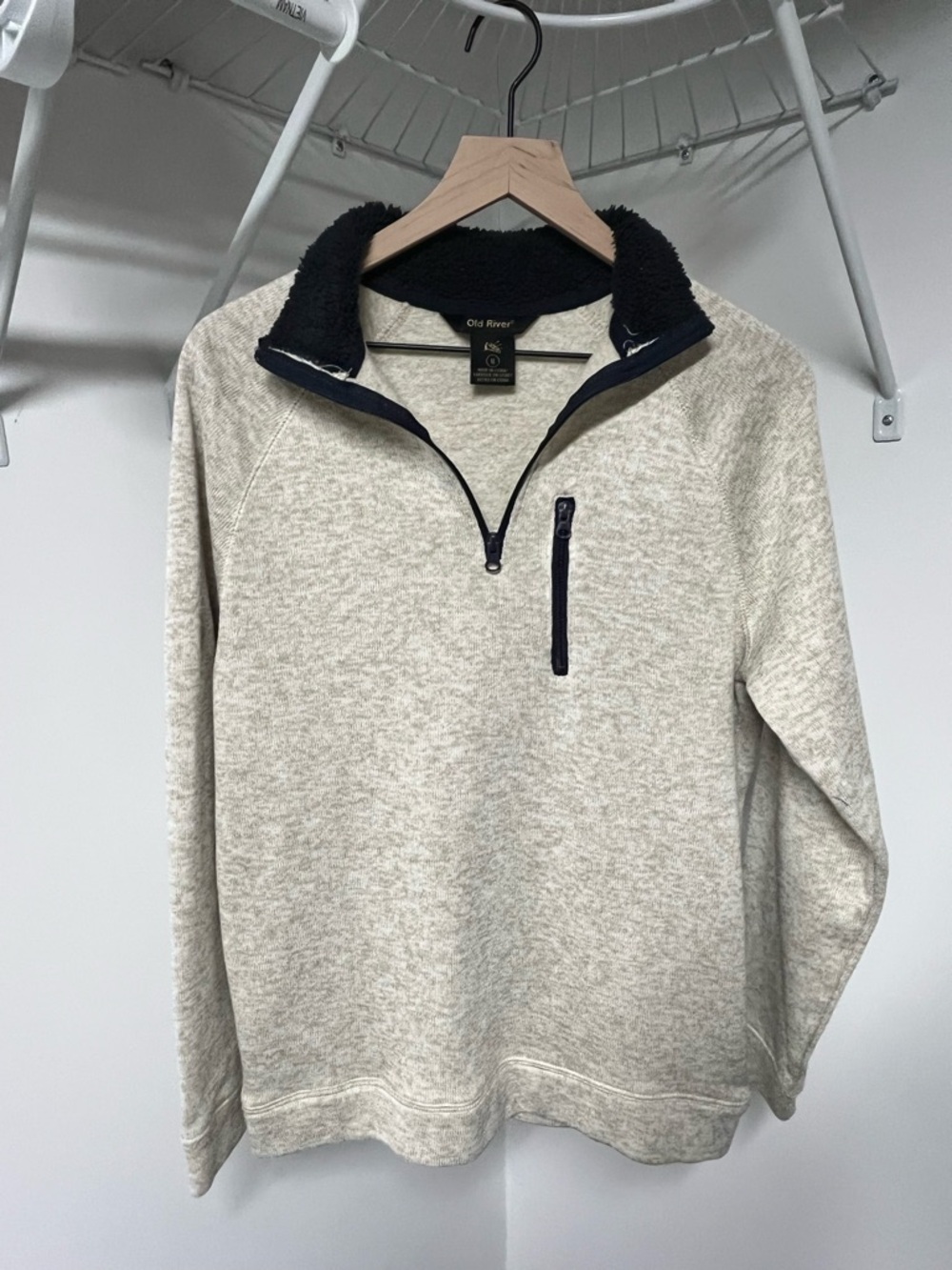 Men's Cream Heather Quarter-Zip Fleece Pullover